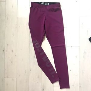 Nike just do it athletic leggings - dark magenta